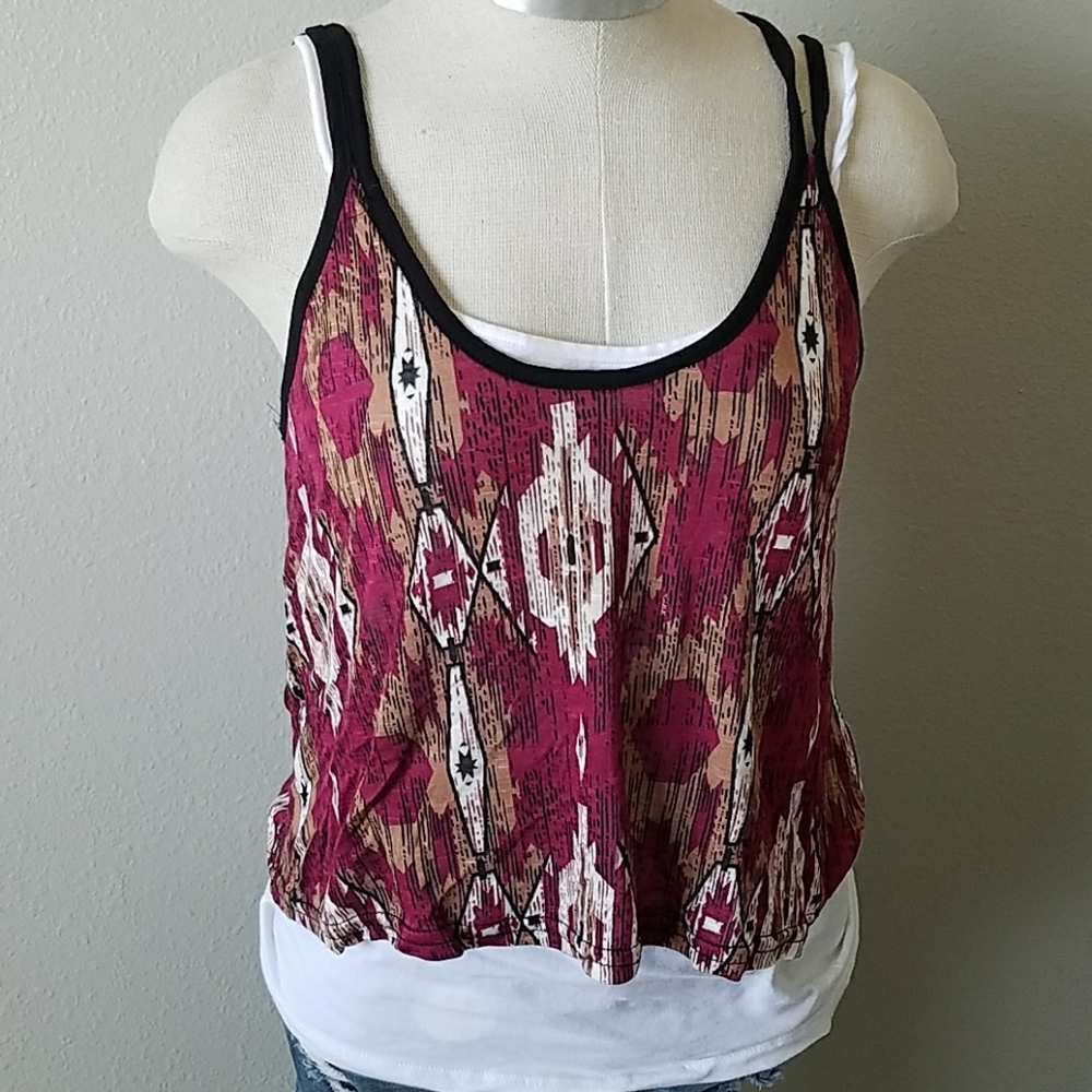 Tribal print cropped tank top